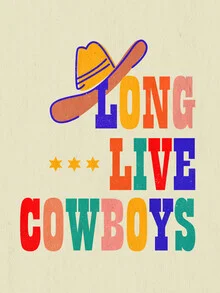Wall art featuring a colorful retro cowboy design