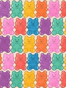 Illustration by Ania Więcław: playful gummy bear pattern in vibrant colors