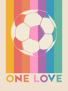 Wandbild von Ania Więcław: farbenfrohes Fußballmotiv mit Regenbogen-Design