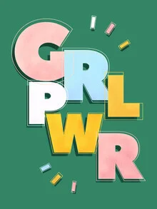 Wall art featuring an inspiring message: girl power in vibrant colors