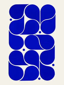 Wall art featuring minimalist blue design, harmonious shapes, and a calm mood.