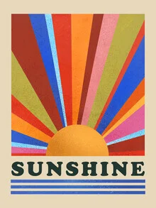Colorful illustration with sun rays creating a cheerful atmosphere.