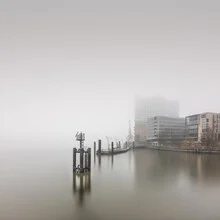 Photo art by Dennis Wehrmann: Elbphilharmonie shrouded in fog at Hamburg harbor