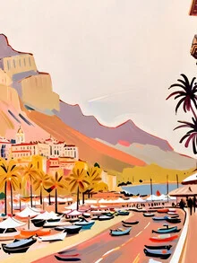Wall art by Uma Gokhale: soft pastel landscape of Monte Carlo