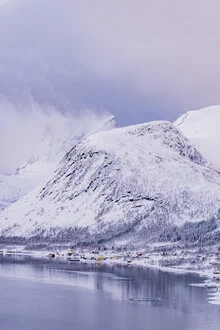 Cloud dance over Bergsbotn in Norway, winter mood with soft clouds.