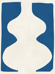 Illustration of a vase on a blue background, soft brushstrokes in organic shapes