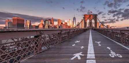 Photo art by Achim Thomae: Brooklyn Bridge at sunrise over New York City