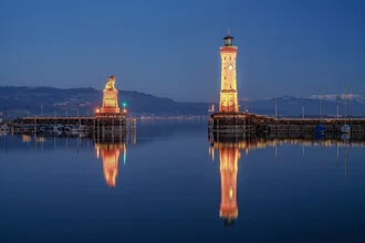 Photo art by Achim Thomae: sunset over Lindau at Lake Constance