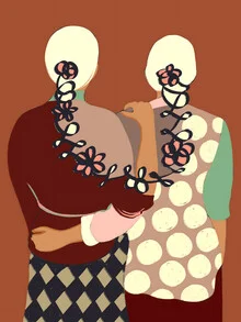 Illustration by Uma Gokhale: women in a rustic terracotta scene