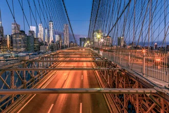 Fotokunst von Achim Thomae: Panorama der Skyline von New York bei Sonnenaufgang