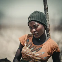 Photo art by Dennis Wehrmann: Portrait of a dreaming woman from Namibia.