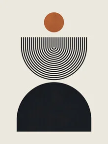 Wall art with lines and circles by Vitor Costa: abstract composition in soft colors