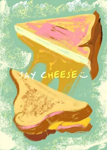 Wall art by Uma Gokhale: playful illustration of a breakfast table with cheese