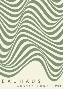 Wall art in Bauhaus style: geometric shapes in green and beige