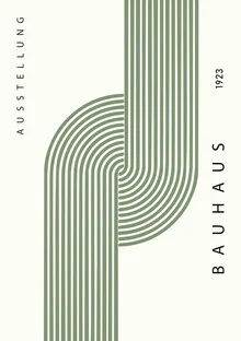 Wall art featuring Bauhaus design: geometric shapes in green-beige