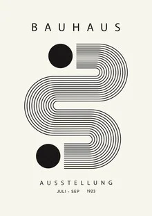 Illustration in black-beige: geometric shapes in Bauhaus style.