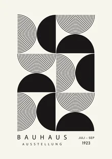 Black-beige illustration featuring geometric shapes in Bauhaus style