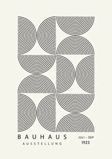 Wall art featuring a minimalist design in black and beige, inspired by Bauhaus style.