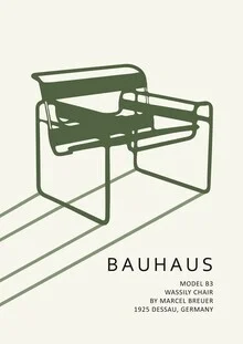 Illustration of a Bauhaus chair in soft beige and green tones, minimal and modern.