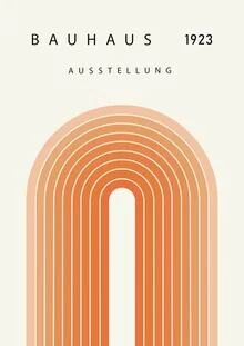 Wall art in orange-beige featuring geometric shapes in Bauhaus style.