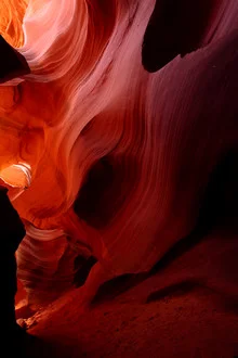 Photo art by Jan Glebinski: abstraction in red and pink tones from Antelope Canyon.