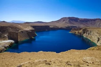 Photo art: serene view of Band-e-Amir Lake in Afghanistan