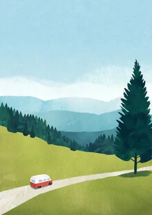 Wall art by Henry Rivers: idyllic Black Forest landscape with VW bus