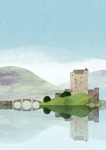 Wandbild von Henry Rivers: ruhige Landschaft mit Schloss und spiegelndem See