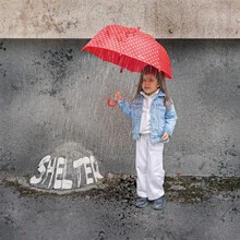Photo art by Roswitha Schleicher-Schwarz: girl with umbrella in the rain