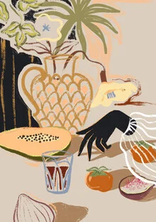 Illustration by Arty Guava: Tropical fruits in soft colors, elegant and warm.