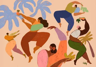 Wall art by Arty Guava: elegant depiction of women dancing in warm tones