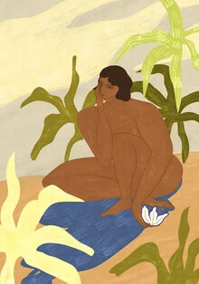 Illustration by Arty Guava: a woman in soft colors radiating feminine energy.
