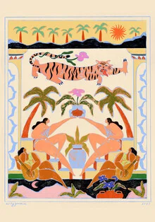 Wall art featuring tropical elements in soft pastel tones by Arty Guava.