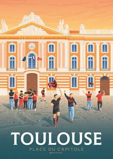 Illustration von François Beutier: Platz du Capitole in Toulouse, entspannte Atmosphäre