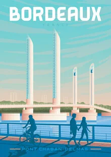 Illustration by François Beutier: stylish travel poster of Bordeaux, France.