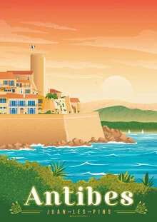 Wall art by François Beutier: vibrant illustration of the Côte d'Azur in Antibes