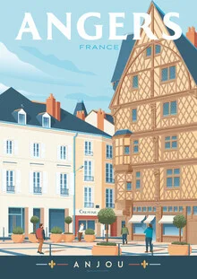Wandbild von François Beutier: Illustration eines charmanten französischen Stadtbildes