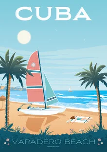 Illustration von François Beutier: farbenfrohes Vintage-Reiseplakat von Kuba