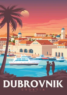 Illustration von François Beutier: farbenfrohe Darstellung von Dubrovniks Küste