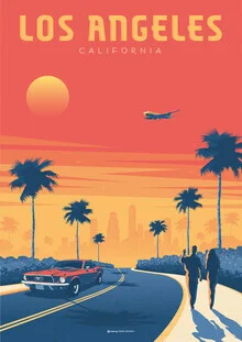 Illustration von François Beutier: Vintage Reiseplakat von Los Angeles