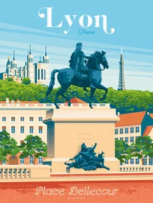 Wandbild von François Beutier: Illustration der Place Bellecour in Lyon, Frankreich.