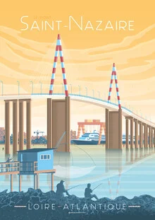 Illustration von François Beutier: maritime Szene mit Fischerhütten in Saint-Nazaire