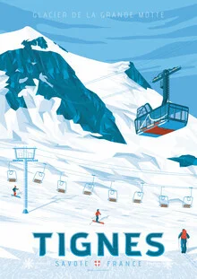Illustration of a snowy mountain panorama in the French Alps.