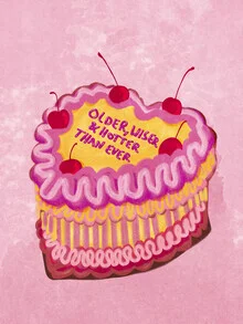 Wandbild: eine farbenfrohe Illustration einer Torte mit inspirierendem Spruch