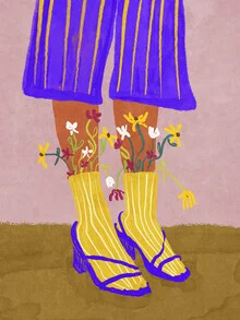 Illustration von Raissa Oltmanns: farbenfrohe Schuhe mit Blumenmotiven