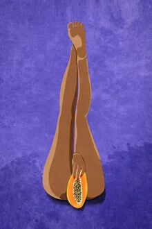 Illustration von Raissa Oltmanns: eine Frau mit Papaya in lebendigen Farben.
