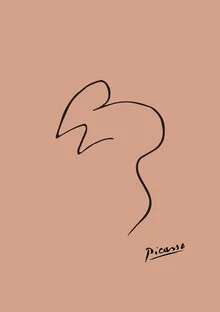 Minimalistische Strichzeichnung einer Maus in Terracotta-Tönen