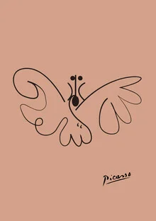 Minimal line drawing of a butterfly in terracotta colors