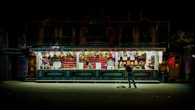 Photo art by Christoph Kalck: nighttime capture of the fair in Stuttgart