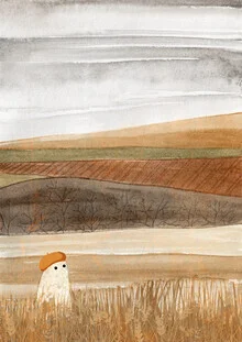 Illustration by Katherine Blower: cute spirit in gentle autumn colors